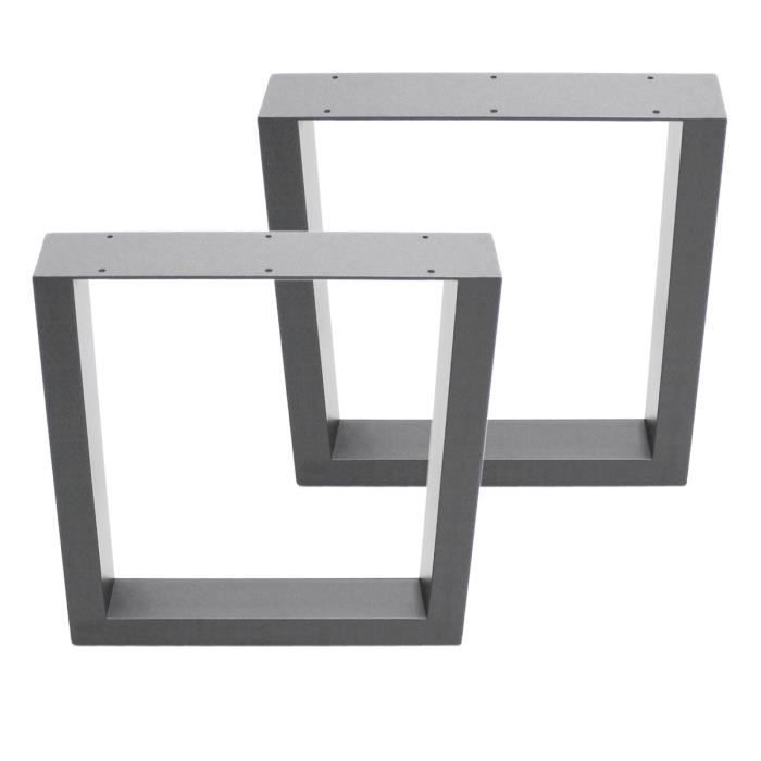 ecd germany set 2 pieds de table - 40 x 43 cm - rectangulaire - gris - en acier revêtu de poudre - pied de meuble banc
