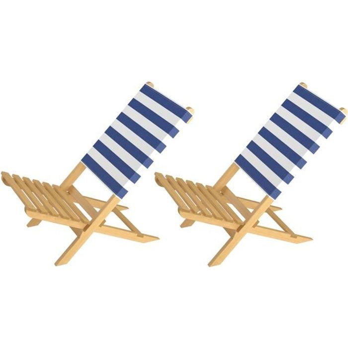 Bememo 2 pieces 1:12 Miniature pliable en bois plage chaise chaise longue Pont 