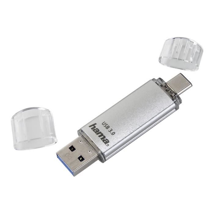 Clé USB HAMA FlashPen C-Laeta 32 Go USB 3.0/USB type C argentée - Full HD