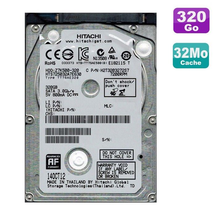 Disque Dur 320Go SATA 2.5 Hgst HTS725032A7E630 Pc Portable 32Mo  -  reconditionné disponible sur Cdiscount Seconde Vie