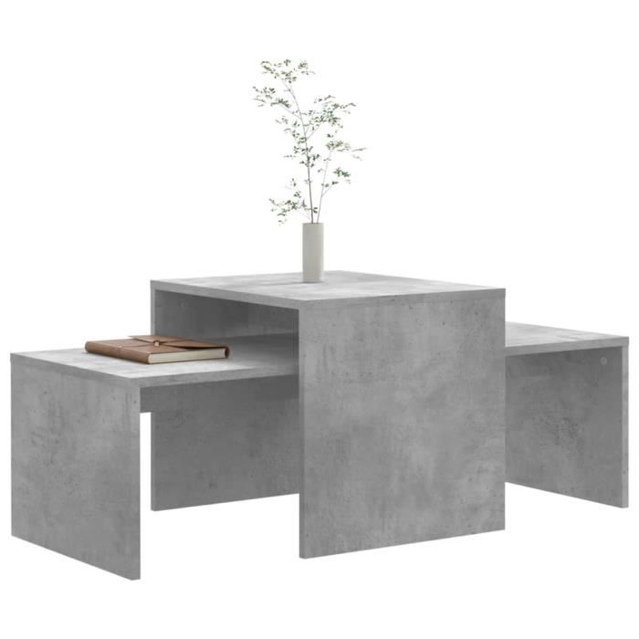 YINGMSHOP Ensemble de tables basses Gris béton 100x48x40 cm Aggloméré 92428