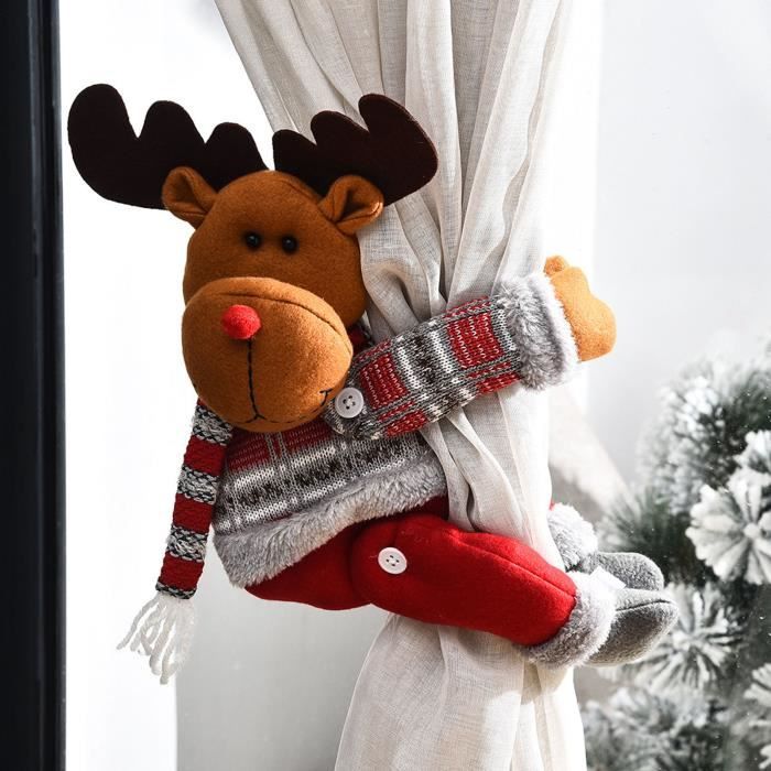 Rideaux En Voile Transparent Sur Le Thème De Noël Père Noël Et Son Cadeau En Polyester, Rideau De Fenêtre Pour Chambre à Coucher, Salon, Décoration De La Maison, 2 Panneaux, 213,4 X