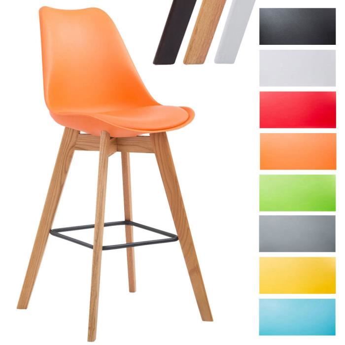 Tabouret de bar - CLP - Metz - Bois de chêne - Assise en plastique - Design moderne