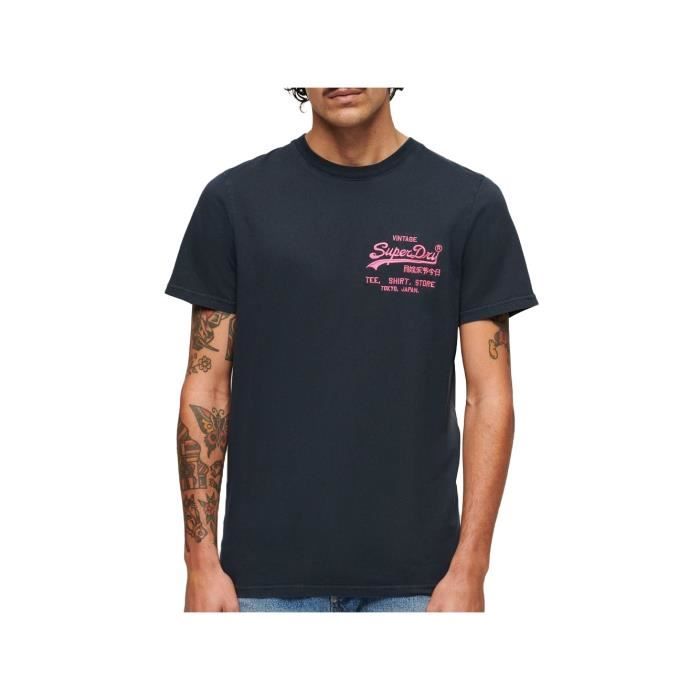 T shirt - Superdry - Homme - Logo Vintage - Noir - Coton