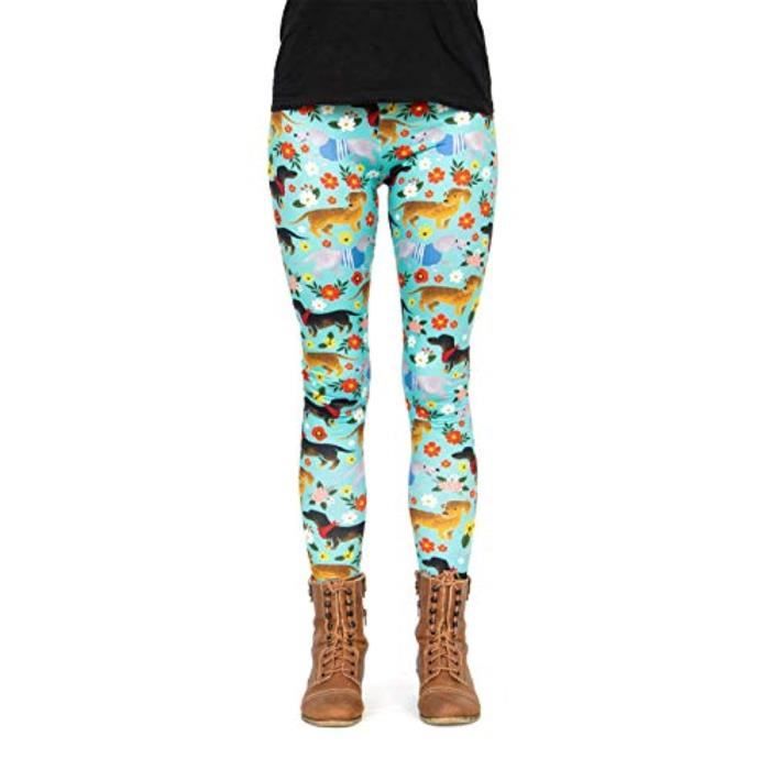 Dekor-Leggings High Waist im Design Jeans Leo Patches