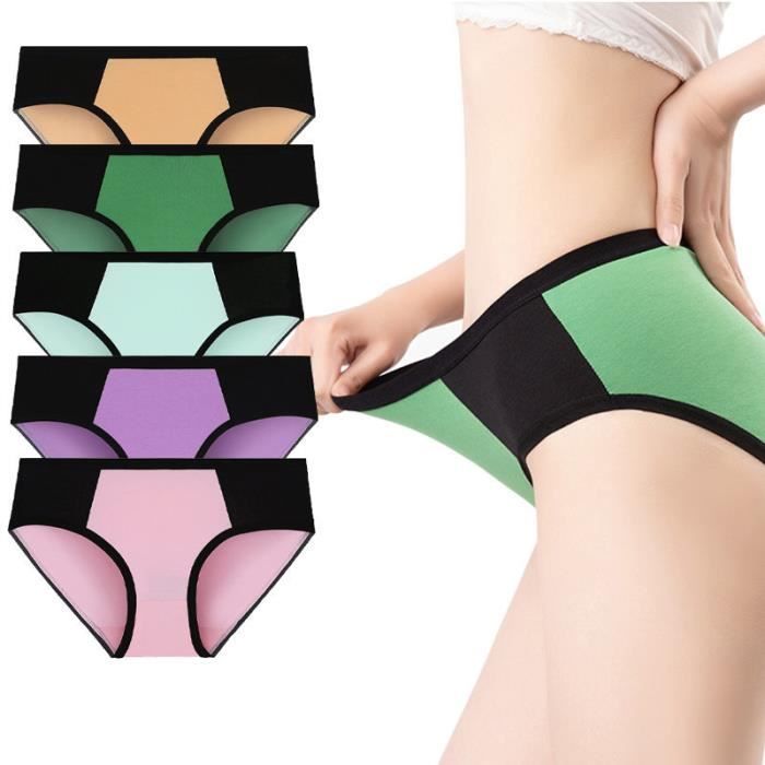 Culottes Bikini Femme 100% Coton - Lot De 6, Taille Moyenne, Coupe Couvrante, Confort Quotidien