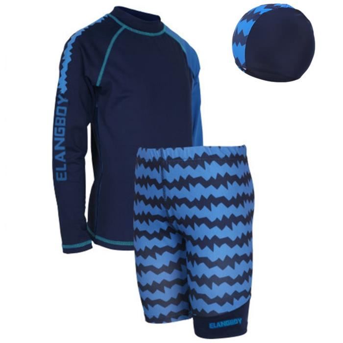 IEFIEL Enfant Garçon Maillot de Bain 2 Pièces Anti UV TShirt avec Short de Bain Natation