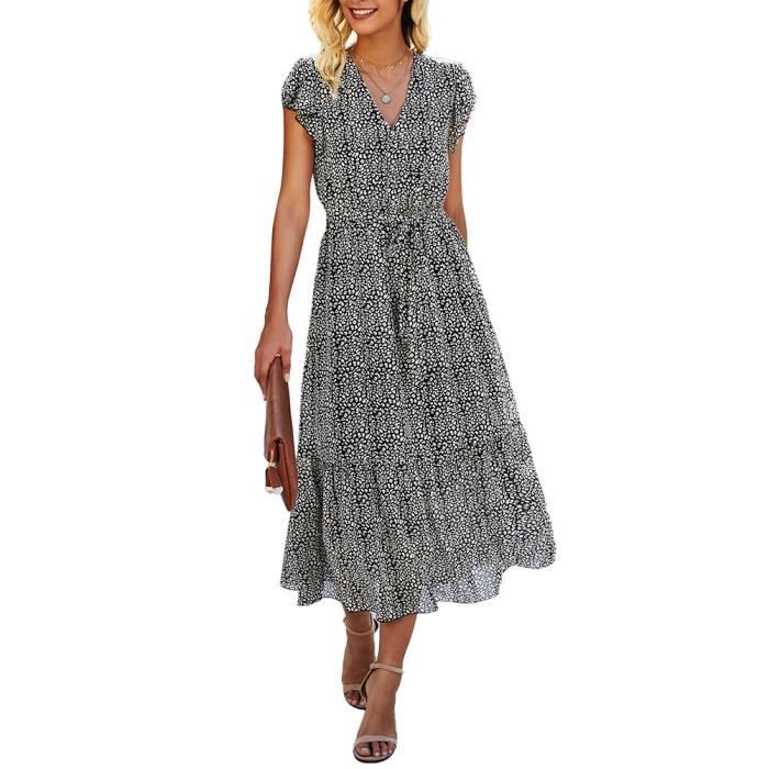 Robe Longue D'été à Pois ZANZEA - Manches Courtes Pour Plage Ou Vacances - Taille Plus Femme UK 8-24