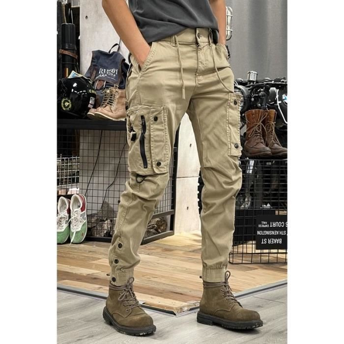 Patalon camouflage cargo elastiqué aux chevilles pour homme