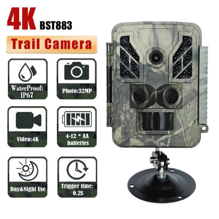 Caméra De Chasse Coolife Double Caméras 4K 32MP - Vision Nocturne 25m, Déclenchement 0.1s, IP66 - Carte 512G
