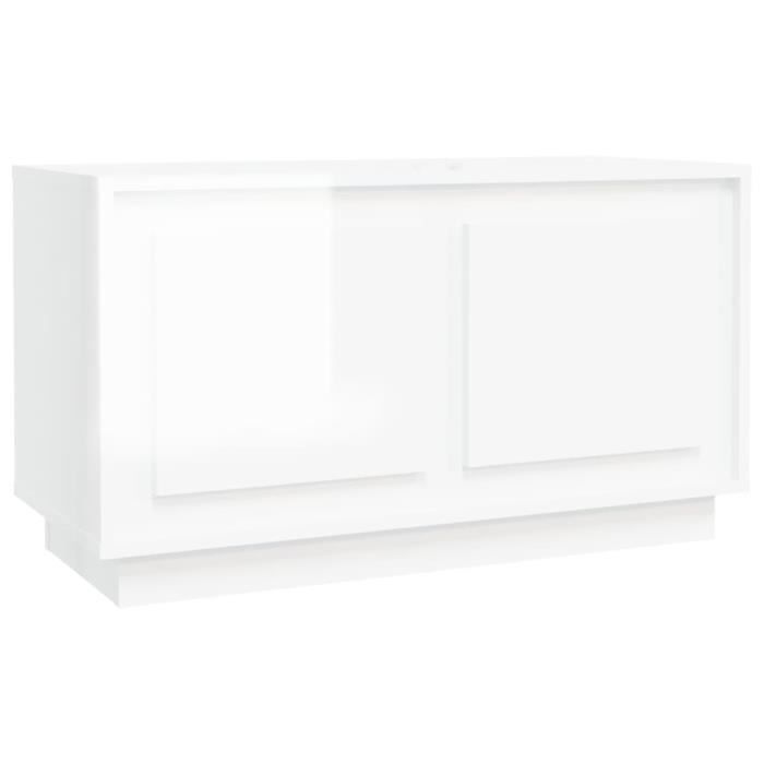 Meuble TV Blanc brillant 100x35x55 cm Bois d'ingénierie