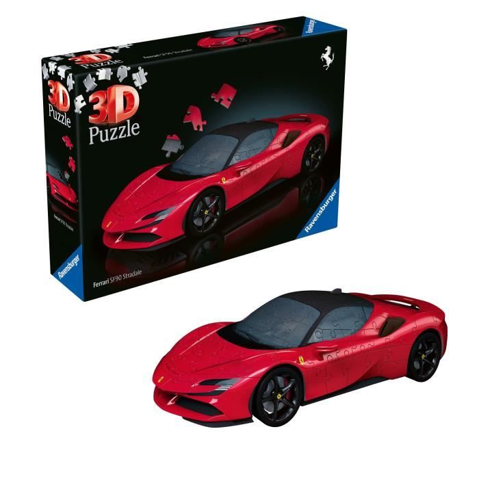 Ravensburger-Puzzle 3D Ferrari SF90 Stradale-Dès 10 ans-108 pièces numérotées à assembler sans colle-Accessoire inclus-11576