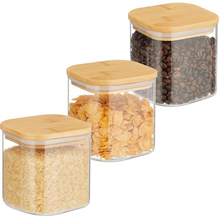 Récipient alimentaire - CHEFFINGER - Lot 3 Bocaux en Verre - Couvercle