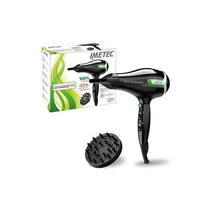 Imetec Eco Se9 1000 Sèche-Cheveux avec Technologie Eco Technology 1400 W, Consommation d'Énergie Réduite, 8 Combinaisons Air/Tempéra