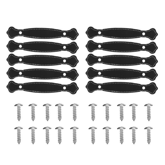 Poignées De Porte - ZVD - Lot De 6 - Cuir Marron - Modèle Moderne - Vis