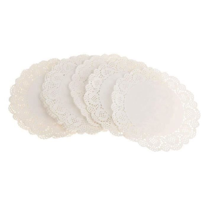 Lot De 100 Napperons Ronds En Papier Dentelle Blanche De 25,4 Cm – Sets De Table Jetables En Papier – Pour Mariage, Anniversaire, Gâteaux, Desserts