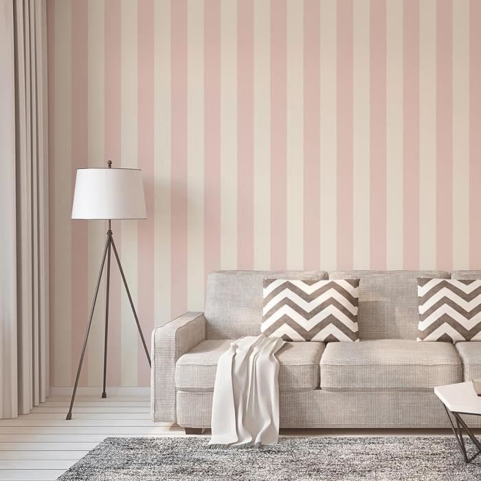 Papier Peint Rayé Rose
