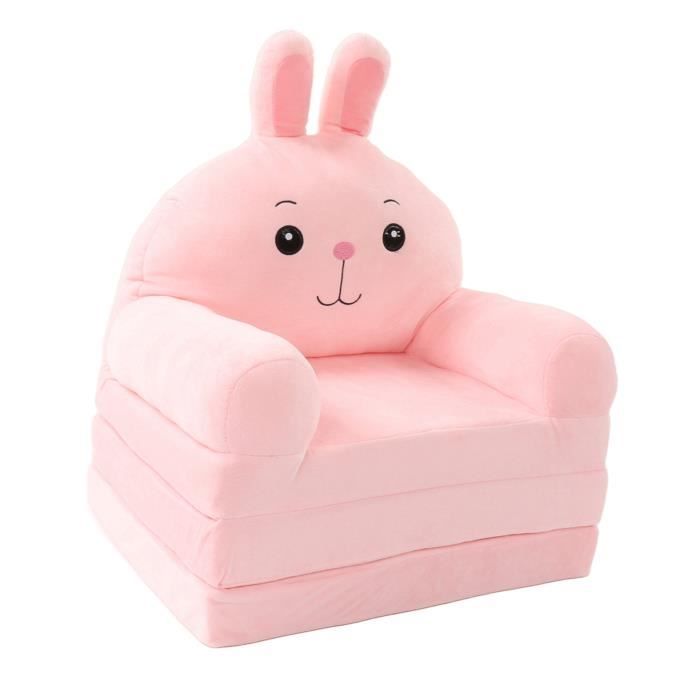 SURENHAP Fauteuil de dossier de canapé pliable pour enfants en peluche Mignon dessin animé pliable enfants meuble divan Vert Rose