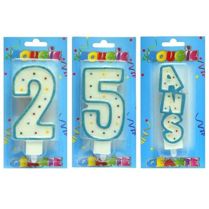 1 Pack Bougie Geante Blanche Et Bleue Anniversaire 25ans R cgb Cdiscount Maison