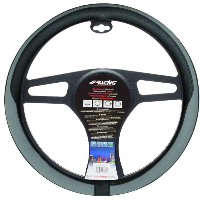 Simoni Racing Volant Universel X5 Poly Pelle Eco-Cuir Noir Diamètre 350mm