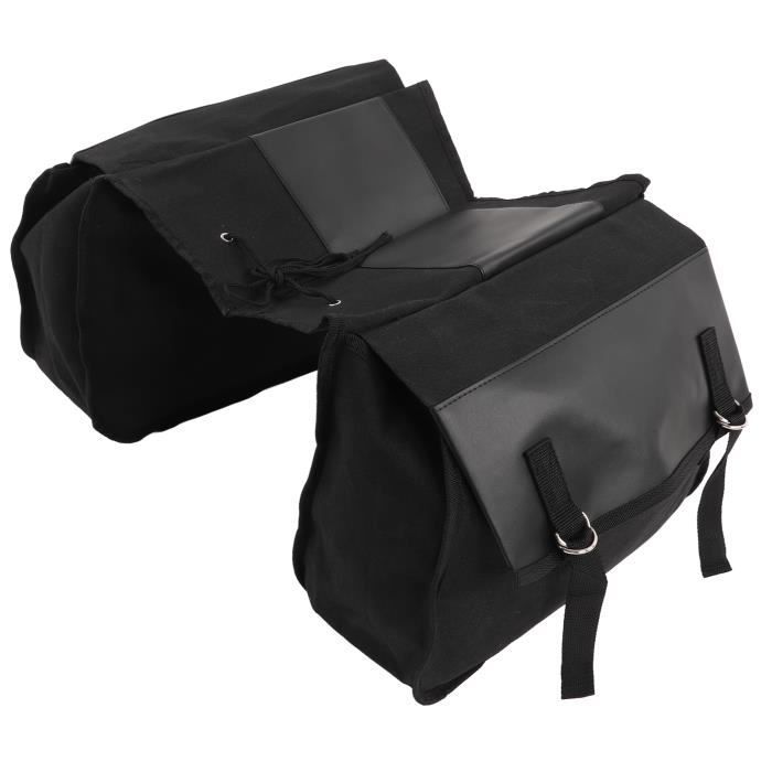 Sac de transport de vélo VGEBY Sac de siège arrière de vélo Toile 12 oz + cuir Noir