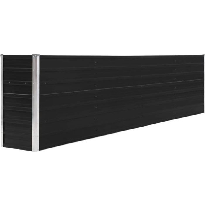 Jardinière rectangulaire VIDAXL en acier galvanisé anthracite - 320x40x77 cm