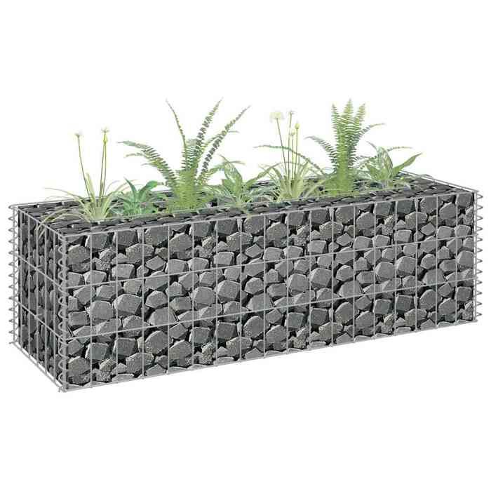 vidaXL Lit Surélevé à Gabion Parterre de Fleurs Plantes Jardin Terrasse Extérieur Arrière cour Jardinière Acier Galvanisé 145629