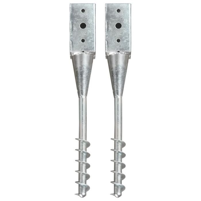 vidaXL Piquets au sol 2 pcs 7x7x56 cm Acier galvanisé - vue 2