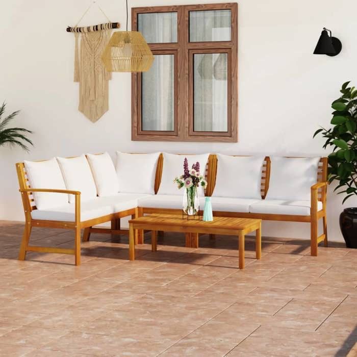 vidaXL Salon de jardin 9 pcs Bois massif