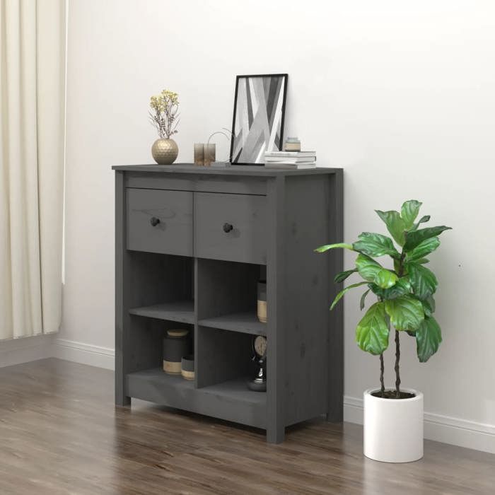 vidaXL Buffet Armoire de Rangement Meuble de Rangement Armoire Latérale Salle de Séjour Salon Intérieur Gris 70x35x80 cm 813766