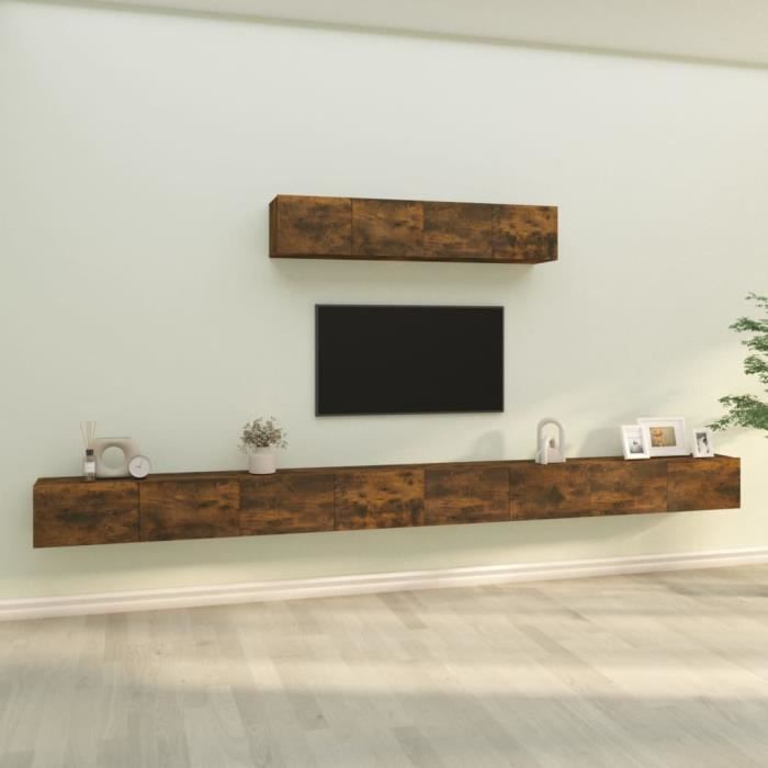 vidaXL Ensemble de meubles TV 6 pcs Chêne fumé Bois dingénierie 3114611