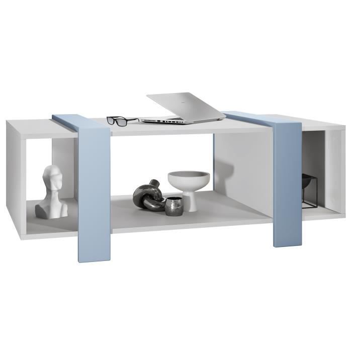 Vladon Table basse Ida Table de salon caisson en blanc mat façades en Denim mat Vladon Table basse Ida Table de salon caisson en blanc mat façades en Denim mat