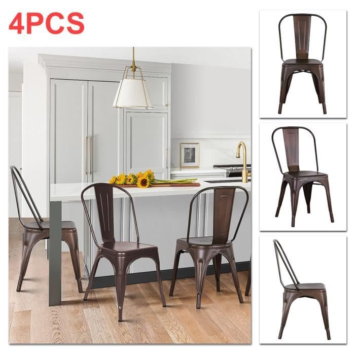 Chaise en fer XUANYU - 85*45*46cm - Lot de 4 - Style industriel - Intérieur/Extérieur