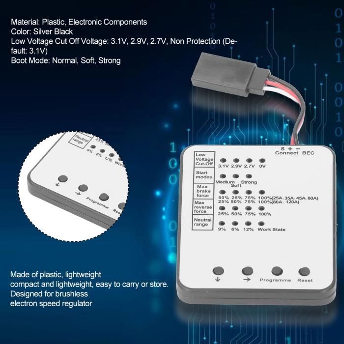 Carte Programmée RC - Portable Et Légère - En Plastique - Protection Contre La Surchauffe - ESC - Pour V2 ESC - Étanche - Sans Balais