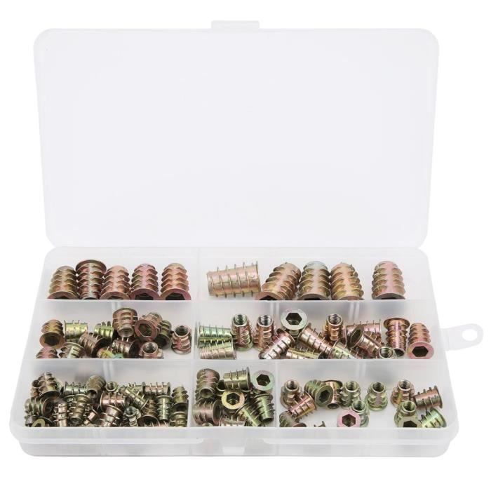 Écrous Hexagonaux M4 M5 M6 M8 M10 avec Inserts Filetés, Alliage de Zinc Insert Fileté Hexagonale Écrous Inserts,(230PCS) - Bricolage