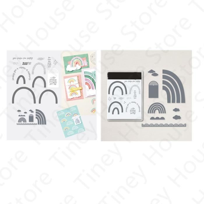 Matrices De Découpe Arc-en-ciel En Acier Carbone - 2 Modèles (130x101mm Et 120x105mm) - Pour Scrapbooking Et Cartes - 5