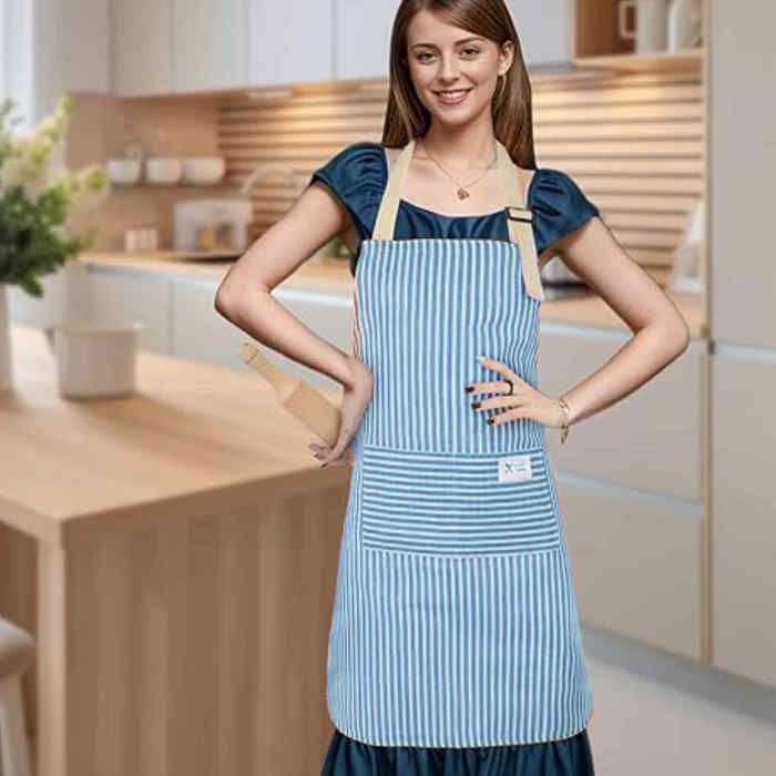 Tosewever Lot De 2 Tabliers De Cuisine En M Lange De Coton Et De