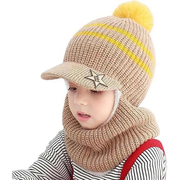 crazy bean Bonnet Bébé Fille Hiver Bonnet Echarpe Set Bonnet Bebe Casquette  et Écharpe Masque Tricoté 3-en-1 Bébé Enfant Hiver Chapeaux pour 2-8 Ans  (Beige) : : Mode