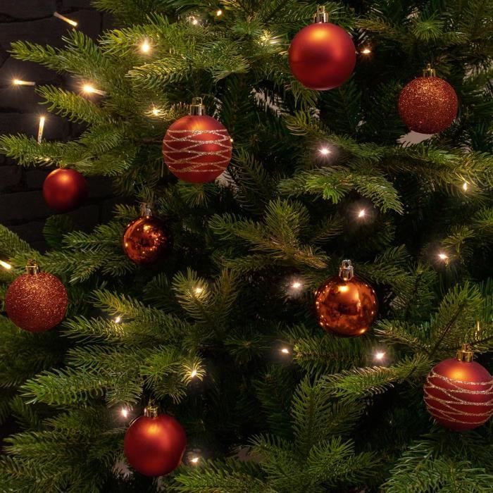 Sapin Boules Rouges Elegant Boules de sapin de Noël en plastique - ® - 24x - Rouge - Orange ...