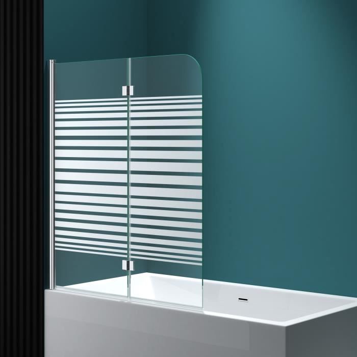 Paroi de baignoire rectangulaire 90x140cm Sogood Cortona1122 pivotante  verre de sécurité avec bandes opaques - Cdiscount Bricolage