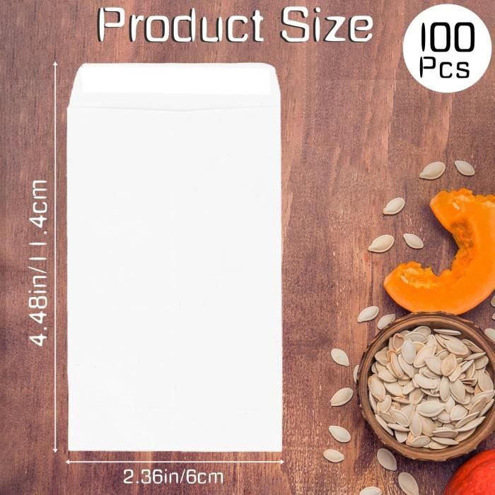 100 Pièces Sacs En Papier Kraft, Maïs, Blé, Graines De Riz, Sac De Rangement D'emballage, Style Enveloppe, Sac De Rangement De Graines De Colza