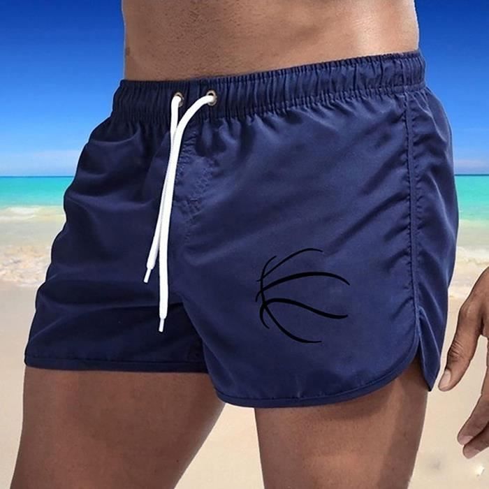 SHORT Short de Plage Homme Long Maillot de Bain Homme Box Serrage Réglable  Doublure Etanche Boardshort Homme Bleu foncé