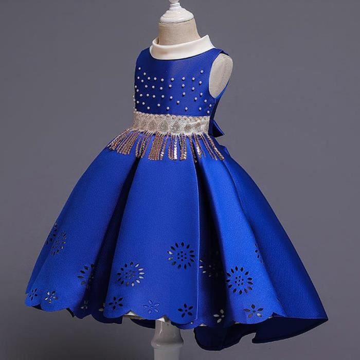 Robe De Princesse Pour Enfant Fille Robe Cérémonie Plissée Avec