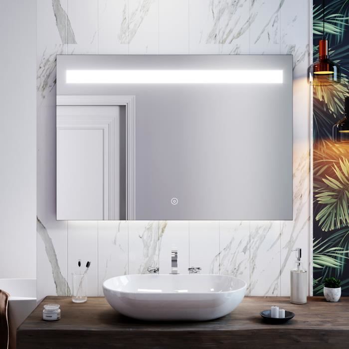 Miroir Salle De Bain Avec LED Et étagère Sonoma 60x70 Cm – Éclairage 4000K, IP44 | Meuble Mural Pratique Et Design