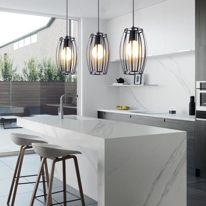 PETITES ECREVISSES Rétro Métal Plafonnier Noir Cage En Form Boule