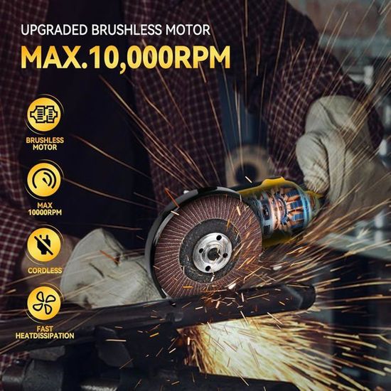Disqueuse Sans Fil Daewoo 125 Mm 18V - Vitesse 8000 Tr/min, Batterie Et Chargeur Inclus