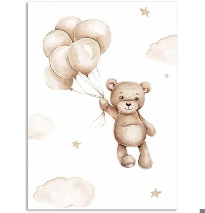 3 Affiche Chambre Bébé Beige Tableau Chambre Bebe Ours Ballon