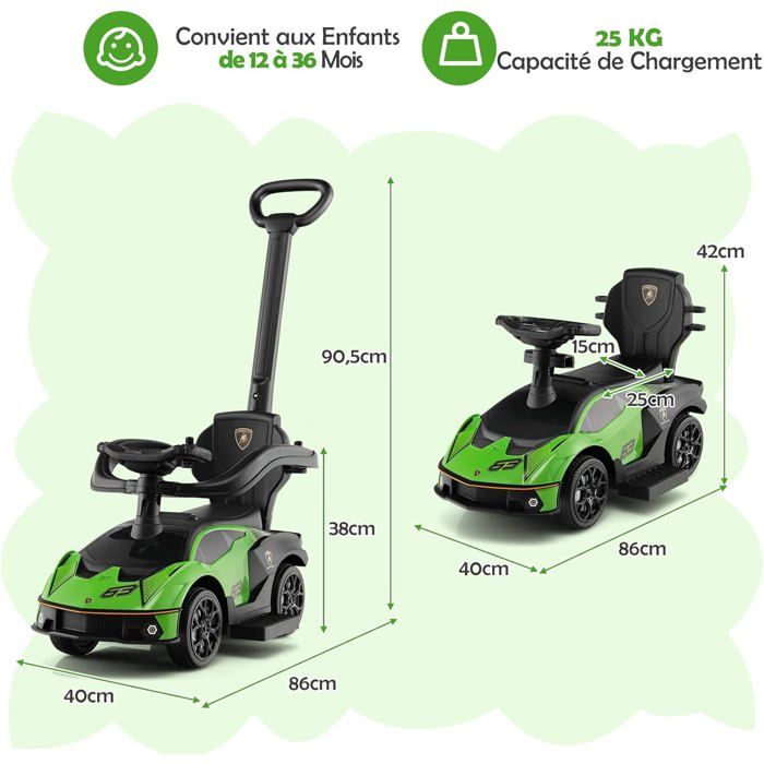 Porteur Bébé HOMCOM – Voiture à Pédales Avec Klaxon, Compteurs Factices Et Coffre – Pour 12 à 36 Mois – Blanc
