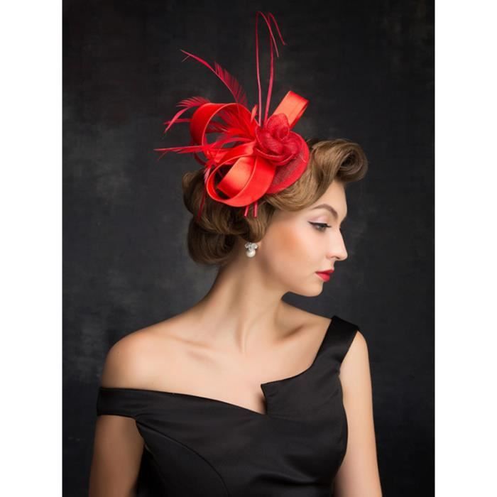 Chapeau Bibi Vintage Années 20-50 Avec Voile Maille Fleurie Et Pince - Noir, Pour Mariage, Fête, Théâtre