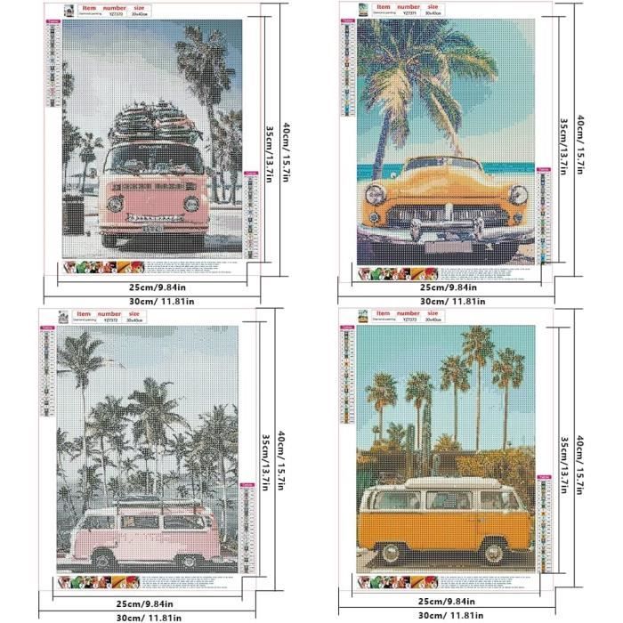 Lot De 4 Kits 5D Diamond Painting Rond 30x40cm - Broderie Diamant Voyage En Ville, Cadeau Créatif Pour Famille Et Anniversaire